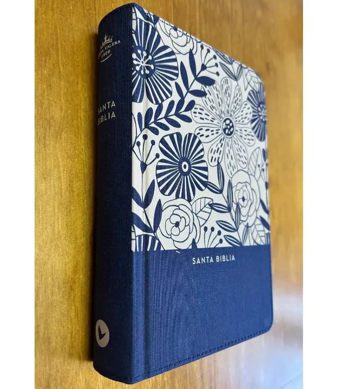 Biblia Letra Grande, Tamaño Compacto, Tapa Dura/Tela, Azul Floral