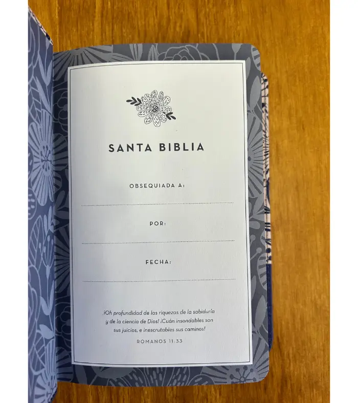 Biblia Letra Grande, Tamaño Compacto, Tapa Dura/Tela, Azul Floral