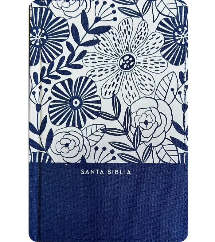 Biblia Letra Grande, Tamaño Compacto, Tapa Dura/Tela, Azul Floral
